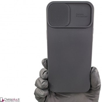 Švelnus guminis dėklas su kameros apsauga - juodas (Apple Iphone 12 Pro Max)